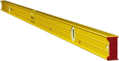 Stabila - Magnetic 72" Long 3 Vial Box Beam Level - Aluminum, Yellow, 2 Plumb & 1 Level Vials - Exact Industrial Supply