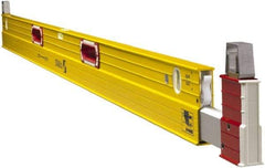 Stabila - 72 to 120" Long 3 Vial Expandable Level - Aluminum, Yellow, 2 Plumb & 1 Level Vials - Exact Industrial Supply