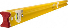 Stabila - 48" Long 3 Vial R-Beam Level - Aluminum, Yellow, 2 Plumb & 1 Level Vials - Exact Industrial Supply