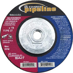 Sait - 7" Wheel Diam, 1/8" Wheel Thickness, Type 27 Depressed Center Wheel - Extra Coarse Grade, Zirconia Alumina, T Hardness, 8,500 Max RPM - Exact Industrial Supply