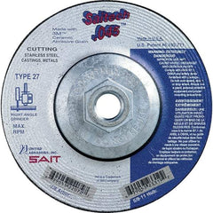 Sait - 5" Wheel Diam, Type 27 Depressed Center Wheel - Extra Coarse Grade, Ceramic, S Hardness, 12,200 Max RPM - Exact Industrial Supply