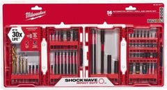 Milwaukee Tool - 56 Piece, Drill & Drive Set - 1/16 to 1/4" Hex, Multi-Purpose Tool Kit Kit, 1/4" Drive, Phillips, Torx, Magnetic Bit Holder, 1/4" Drive Bits Point - Exact Industrial Supply