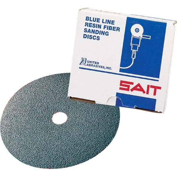 Sait - 7" Diam 7/8" Hole 80 Grit Fiber Disc - Zirconia Alumina, 7,000 Max RPM - Exact Industrial Supply