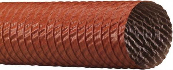 Flexaust - 5" ID, 6 Hg Vac Rating, 14 psi, Fiberglass Vacuum & Duct Hose - 25' Long, Red, 3.3" Bend Radius, -65 to 550°F - Exact Industrial Supply