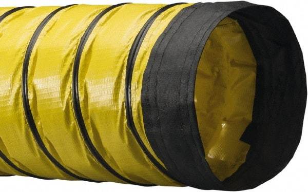 Flexaust - 6" ID, 5.5 Hg Vac Rating, 3.3 psi, Polyester Vacuum & Duct Hose - 25' Long, YellowithBlack, 3.6" Bend Radius, -20 to 180°F - Exact Industrial Supply