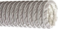 Flexaust - 5" ID, 6 Hg Vac Rating, 11 psi, Fiberglass Vacuum & Duct Hose - 25' Long, Silver, 3-1/2" Bend Radius, -65 to 600°F - Exact Industrial Supply