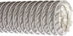 Flexaust - 10" ID, 3 Hg Vac Rating, 8 psi, Fiberglass Vacuum & Duct Hose - 25' Long, Silver, 5-1/2" Bend Radius, -65 to 600°F - Exact Industrial Supply