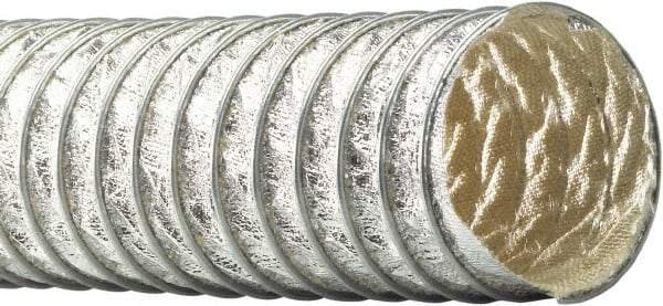 Flexaust - 12" ID, 1.5 Hg Vac Rating, 4.5 psi, Fiberglass Vacuum & Duct Hose - 25' Long, Silver, 8-1/2" Bend Radius, -65 to 1,050°F - Exact Industrial Supply