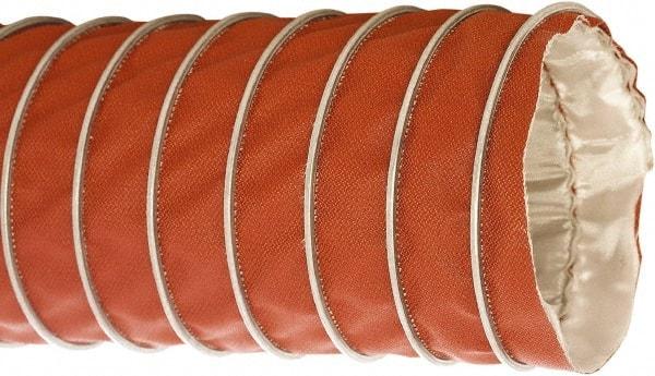 Flexaust - 4" ID, 9 Hg Vac Rating, 15 psi, Fiberglass Vacuum & Duct Hose - 25' Long, Red, 3-1/2" Bend Radius, -40 to 750°F - Exact Industrial Supply