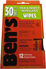 Ben's - 12 Count 30% DEET Towelette - For Ticks, Mosquitos, Disease Carrying Insects - Exact Industrial Supply