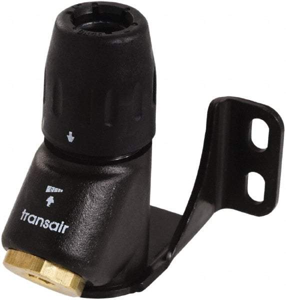 Transair - 1/2" ID, 16.5mm OD, 45° One Port Wall Bracket - Plastic, 232 Max psi, 1/2 & 1/4 Female NPT, 3-5/16" Long - Exact Industrial Supply