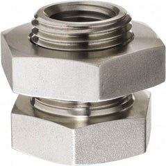 Made in USA - 3/8" Grade 316 Stainless Steel Pipe Anchor Coupling with Locknut - FNPT End Connections, 6,000 psi - Exact Industrial Supply