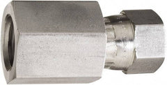 Made in USA - 1/2" Tube OD, 37° Stainless Steel Flared Tube Swivel Connector - 3/4-16 NPT, Female Flare x FNPT Ends - Exact Industrial Supply