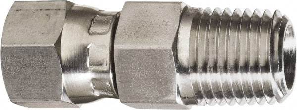 Made in USA - 1-1/2" Tube OD, 37° Stainless Steel Flared Tube Swivel Connector - 1-7/8-12 NPT, Female Flare x MNPT Ends - Exact Industrial Supply