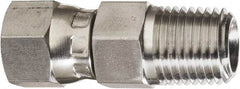 Made in USA - 3/4" Tube OD, 37° Stainless Steel Flared Tube Swivel Connector - 1-1/16-12 NPT, Female Flare x MNPT Ends - Exact Industrial Supply