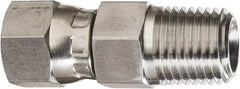 Made in USA - 1" Tube OD, 37° Stainless Steel Flared Tube Swivel Connector - 1-5/16-12 NPT, Female Flare x MNPT Ends - Exact Industrial Supply