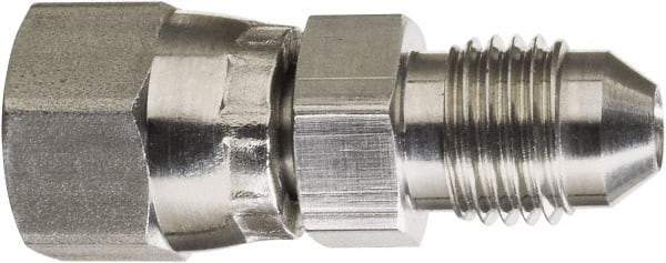 Made in USA - 1" Tube OD, 37° Stainless Steel Flared Tube Swivel Connector - 1-5/16-12 Female Flare x Male Flare Ends - Exact Industrial Supply