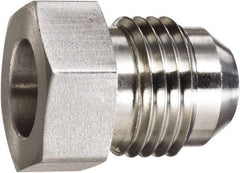 Made in USA - 1-1/4" Tube OD, 37° Stainless Steel Flared Tube OD Socket - 1-5/8-12 Weld x Male Flare Ends - Exact Industrial Supply