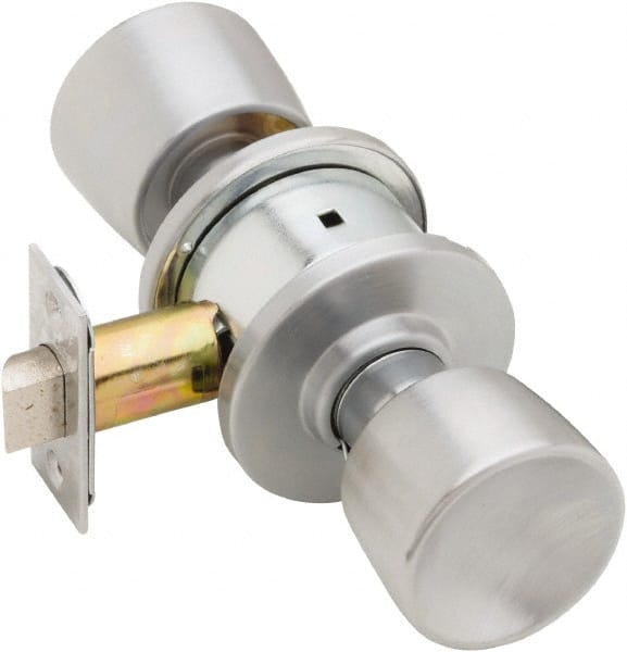 Schlage - 1-3/8 to 1-7/8" Door Thickness, Satin Chrome Passage Knob Lockset - Exact Industrial Supply