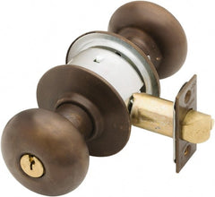 Schlage - 1-3/8 to 1-7/8" Door Thickness, Oil Rubbed Bronze Storeroom Knob Lockset - Exact Industrial Supply