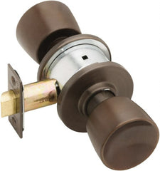 Schlage - 1-3/8 to 1-7/8" Door Thickness, Oil Rubbed Bronze Passage Knob Lockset - Exact Industrial Supply