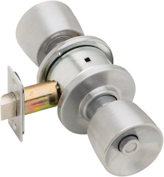 Schlage - 1-3/8 to 1-7/8" Door Thickness, Satin Chrome Privacy Knob Lockset - Exact Industrial Supply