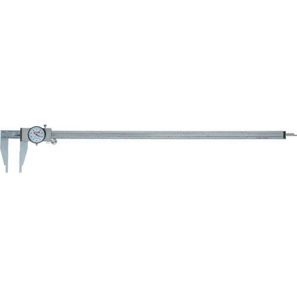 SPI - 0" to 24" Range, 0.001" Graduation, 0.1" per Revolution, Dial Caliper - White Face, 3.375" Jaw Length, Accurate to 0.0020" - Exact Industrial Supply