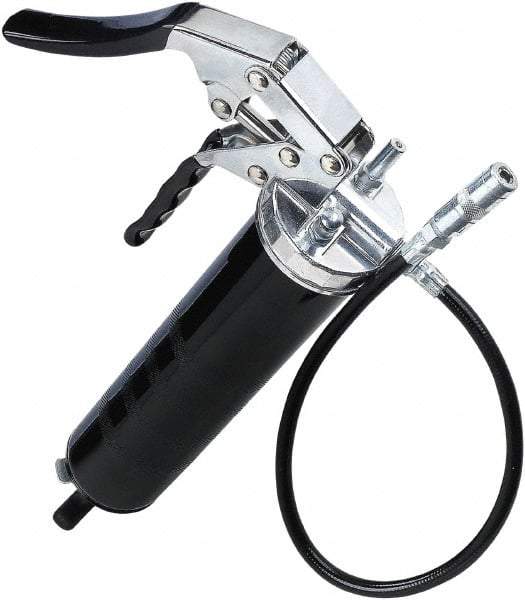 lumax - 7,000 Max psi, Flexible Pistol Grease Gun - 14 oz Capacity, 1/8 Thread Outlet, 25 Strokes per oz, 3-Way Fill - Exact Industrial Supply