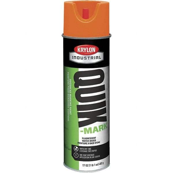 Krylon - 20 fl oz Orange Marking Paint - 664' Coverage at 1" Wide, Water-Based Formula, 320 gL VOC - Exact Industrial Supply