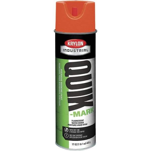 Krylon - 20 fl oz Orange Marking Paint - 664' Coverage at 1" Wide, Water-Based Formula, 432 gL VOC - Exact Industrial Supply