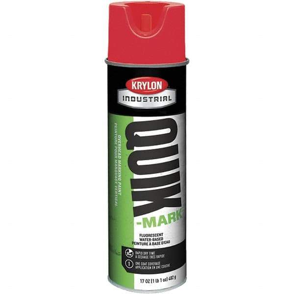 Krylon - 20 fl oz Red Marking Paint - 664' Coverage at 1" Wide, Water-Based Formula, 272 gL VOC - Exact Industrial Supply