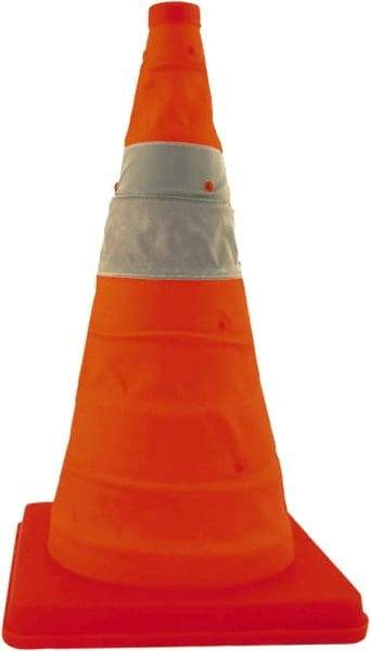 PRO-SAFE - 18" High, Orange Collapsible Traffic Cone - 13" Base Width, 16 Lb - Exact Industrial Supply
