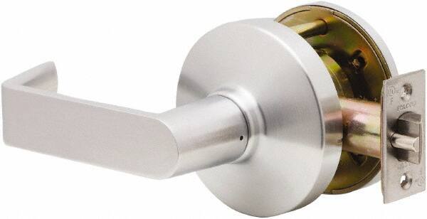 Falcon - Grade 2 Communicating Lever Lockset for 1-3/8" Thick Doors - 2-3/4" Back Set, No Cylinder, Steel, Satin Chrome Finish - Exact Industrial Supply