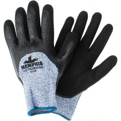 Cut, Puncture & Abrasive-Resistant Gloves: Size M, ANSI Cut A4, ANSI Puncture 2, Nitrile, Synthetic Black & Blue, Palm & Fingers Coated, Nitrile Dipped Grip, ANSI Abrasion 5