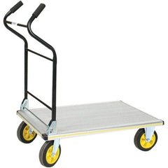 Wesco Industrial Products - 750 Lb Capacity 41" OAH Platform Truck - Ergonomic Cushion Grip Handle, Aluminum, Solid Rubber Wheels - Exact Industrial Supply