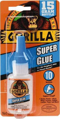 Gorilla Glue - 0.53 oz Bottle Clear Super Glue - 24 hr Full Cure Time, Bonds to Most Surfaces - Exact Industrial Supply