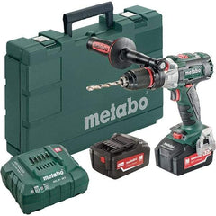 Metabo - 18 Volt 1/16 to 1/2" Keyless Chuck Cordless Hammer Drill - 32300 BPM, 500 to 1,850 RPM, Reversible, Pistol Grip Handle - Exact Industrial Supply