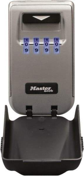 Master Lock - 2" Wide x 4-11/16" Overall Height, Set-Your-Own Combination, Wall Mount Key Safe - Dark Gray Finish - Exact Industrial Supply