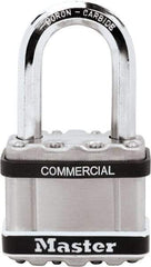 Master Lock - 2-1/2" Shackle Clearance, Keyed Different Padlock - 3/8" Shackle Diam, Laminated Steel - Exact Industrial Supply