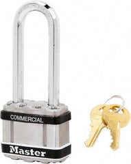 Master Lock - 2-1/2" Shackle Clearance, Keyed Alike Padlock - 5/16" Shackle Diam, Laminated Steel - Exact Industrial Supply