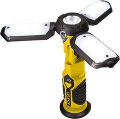 Stanley - Yellow/Black Portable Work Light - 300 Lumens, Rechargeable Battery, 18 LED Lamp - Exact Industrial Supply