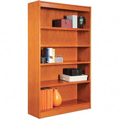 ALERA - 5 Shelf, 60" High x 35.63" Wide Bookcase - 11-3/4" Deep, Wood Veneer, Medium Cherry - Exact Industrial Supply