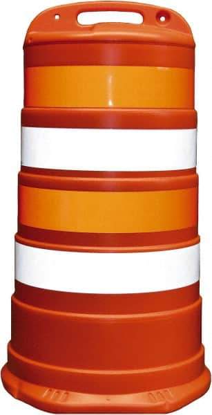 PRO-SAFE - 40" High x 36" Wide Reflective Channelizer Drum - High Density Polyethylene (HDPE), 10 Lbs, Orange - Exact Industrial Supply