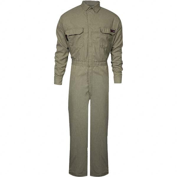 National Safety Apparel - Size 2XL Tall Khaki HRC 2 Flame Resistant/Retardant Coveralls - Exact Industrial Supply