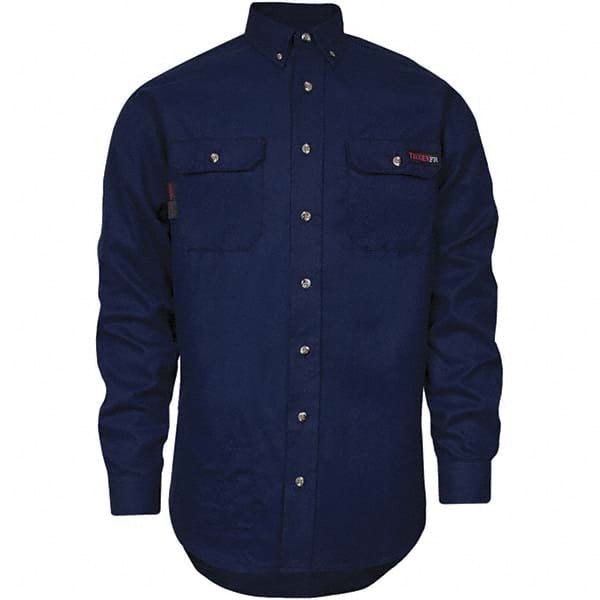 National Safety Apparel - Size 3XL Tall Navy Blue Flame Resistant/Retardant Long Sleeve Button Down Shirt - Exact Industrial Supply
