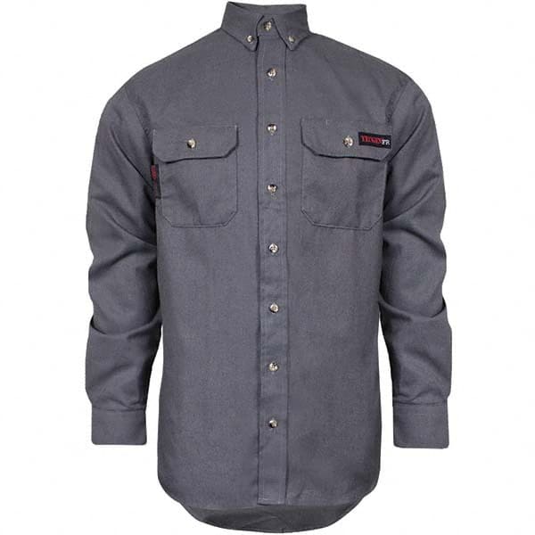 National Safety Apparel - Size S Gray Flame Resistant/Retardant Long Sleeve Button Down Shirt - Exact Industrial Supply