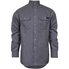 National Safety Apparel - Size S Tall Gray Flame Resistant/Retardant Long Sleeve Button Down Shirt - Exact Industrial Supply