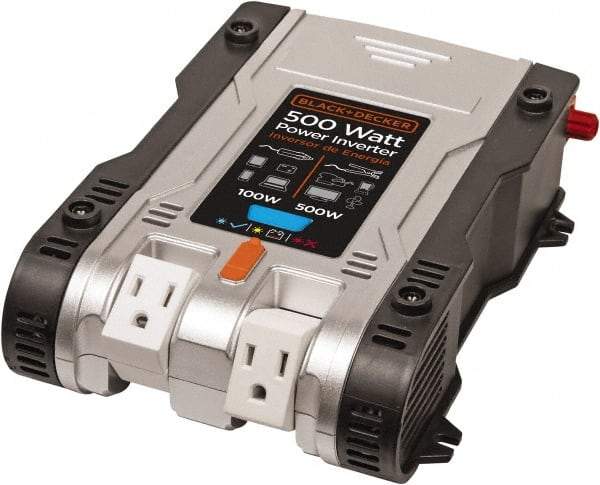 Stanley - 12 VDC Input, 120 VAC Output, 500 Peak Wattage, Power Inverter - 500 Watt Continuous Output Power - Exact Industrial Supply