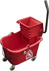 O-Cedar - 33 Qt Plastic Bucket & Wringer - 22" Long x 34" High x 15" Wide, Red - Exact Industrial Supply