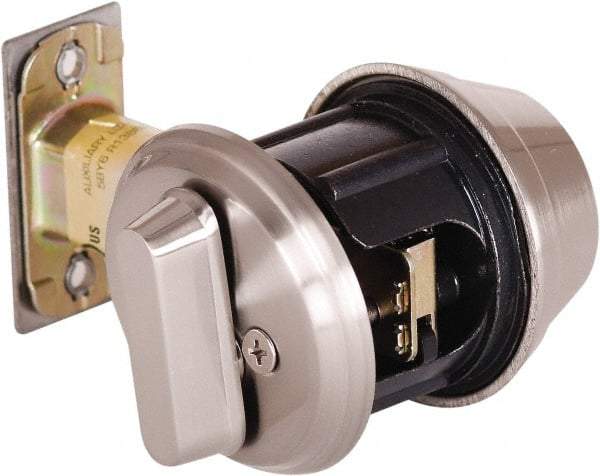 Stanley - 1-3/8 to 2" Door Thickness, Satin Nickel Finish, Single Cylinder Deadbolt - Nonhanded Handling, Key Override, Single Cylinder - Exact Industrial Supply